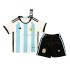 Camisola Argentina Criança Equipamento Primeiro Copa do Mundo 2022 Manga Corta